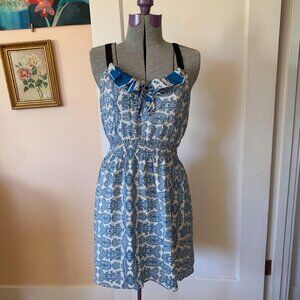 Anthropologie Petticoat Alley VTG Y2K S Dress Silk Ruffle Front Paisley Print
